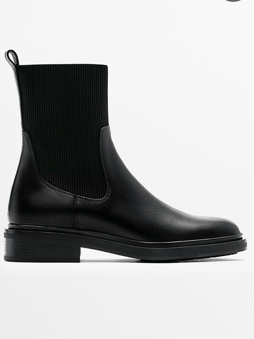 Massimo Dutti Flat Leatherboots With Stretch-Shaft Ankle Boots